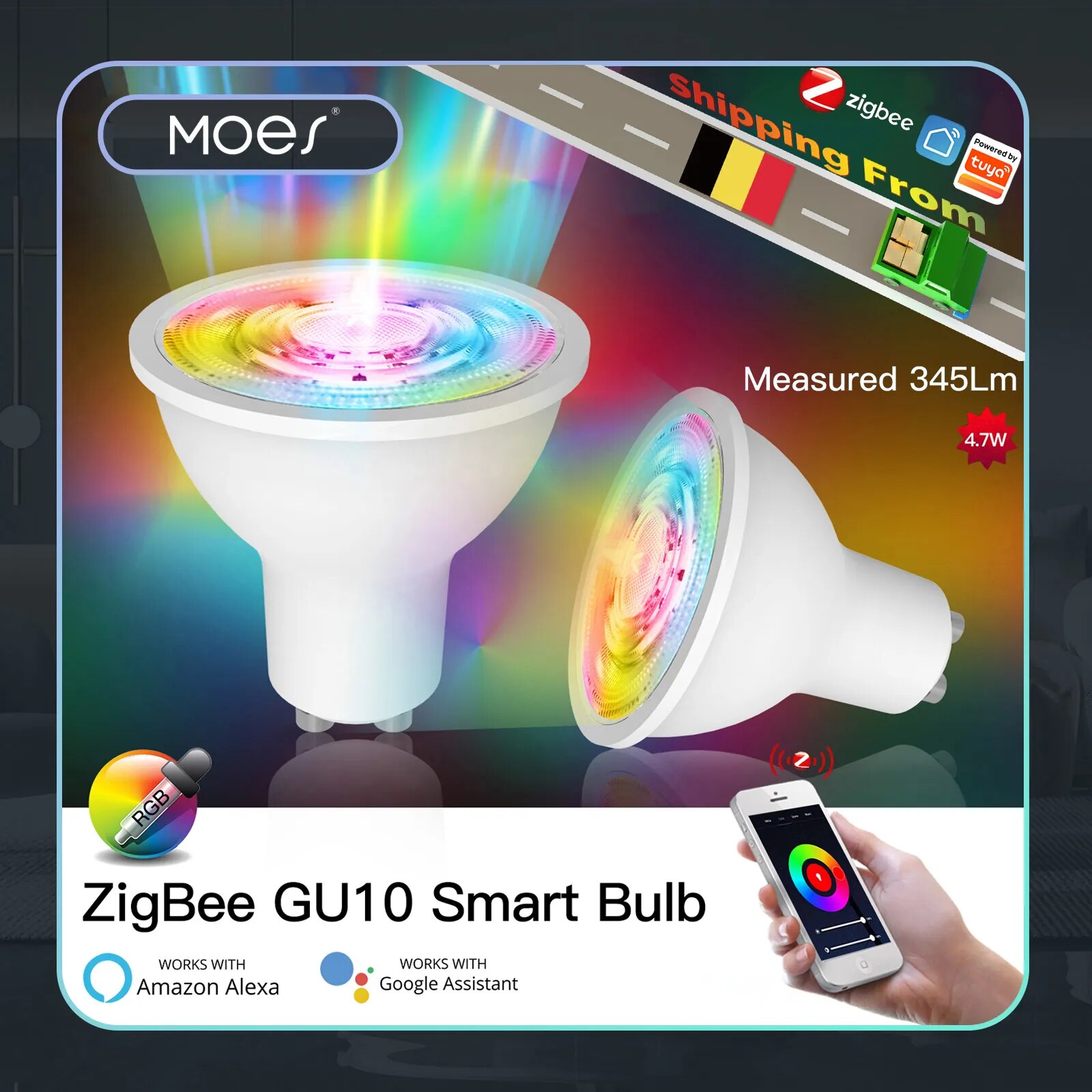 Tuya-ZigBee GU10 Ʈ LED  RGB C + W ȭƮ 4.7W    Ʈ  Ʈ  AlexaGoogle   ׺  